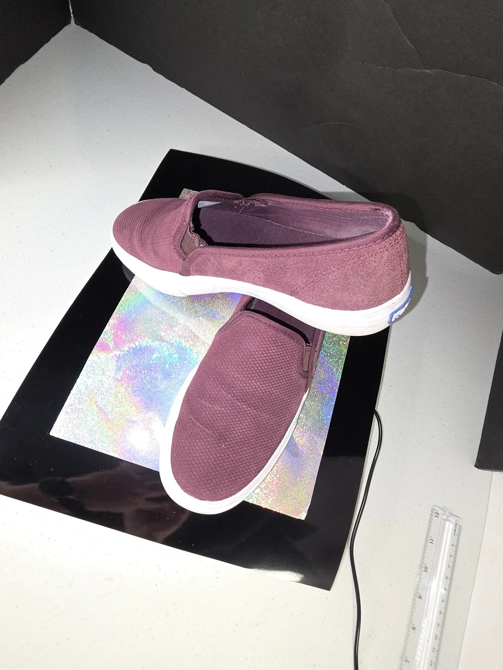 Keds Double Decker Perf Suede Slip-On Platform Sneakers Plum/ Burgandy 6.5 US